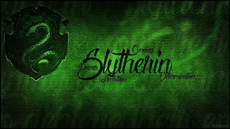 Slytherin Logo With Words In Green Background Slytherin, HD wallpaper
