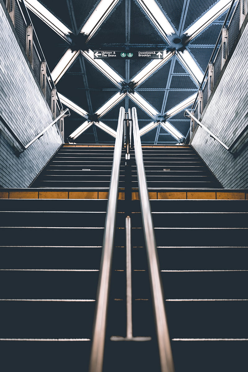 stairs, handrails, steps, subway, underpass, HD phone wallpaper