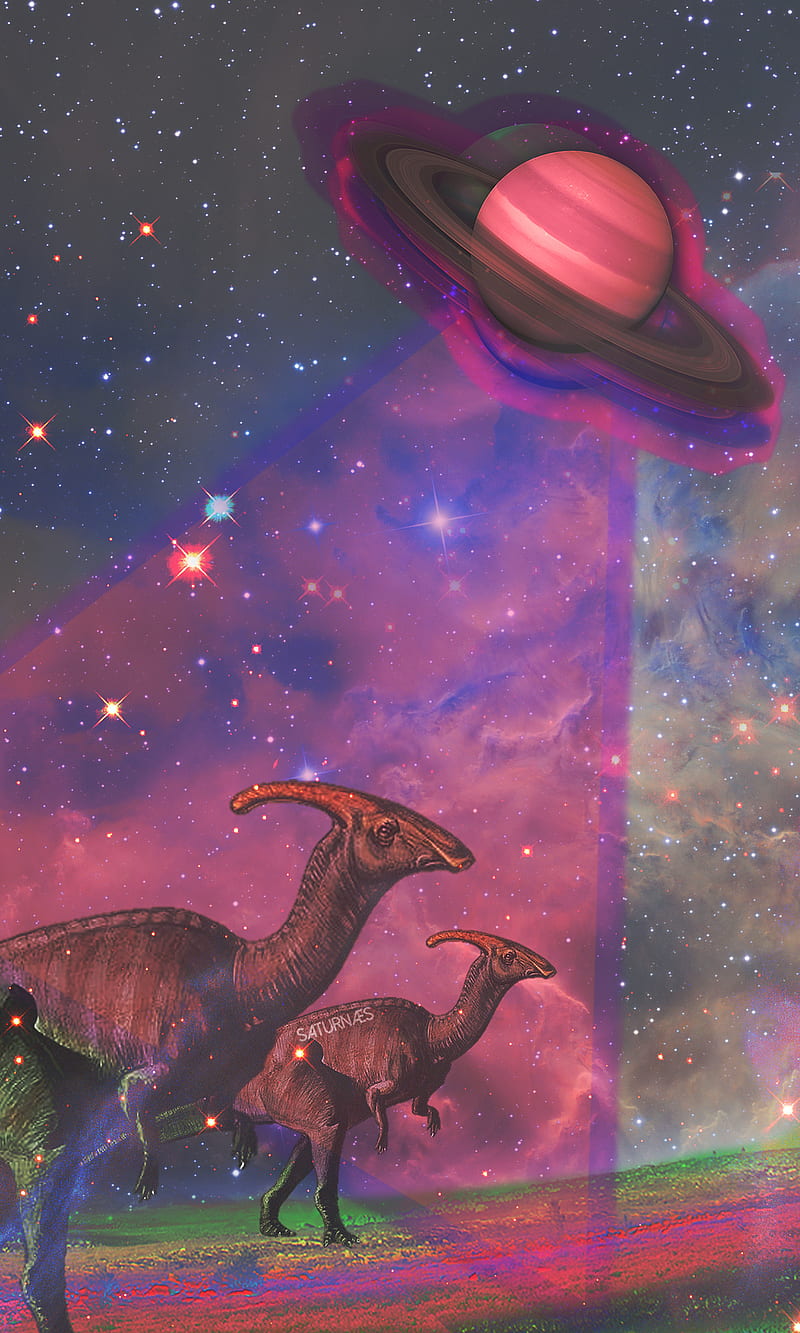 Dino Parasaur Saturn, animal, ark survival, dinos, dinosaur, pink, space,  stars, HD phone wallpaper | Peakpx