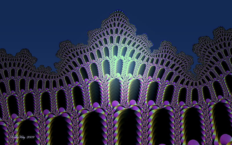 Coliseum, architecture, fractal, dark, fractals cg, colisseum, pink, blue, HD wallpaper