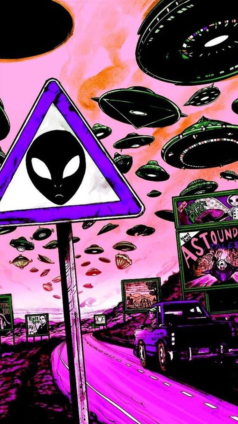 Area 51, alien, aliens, cannabis, hippie, marihuana, universe, HD phone wallpaper