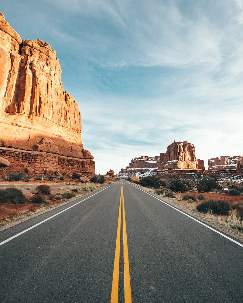 road, canyon, desert, rocks, nature, HD phone wallpaper