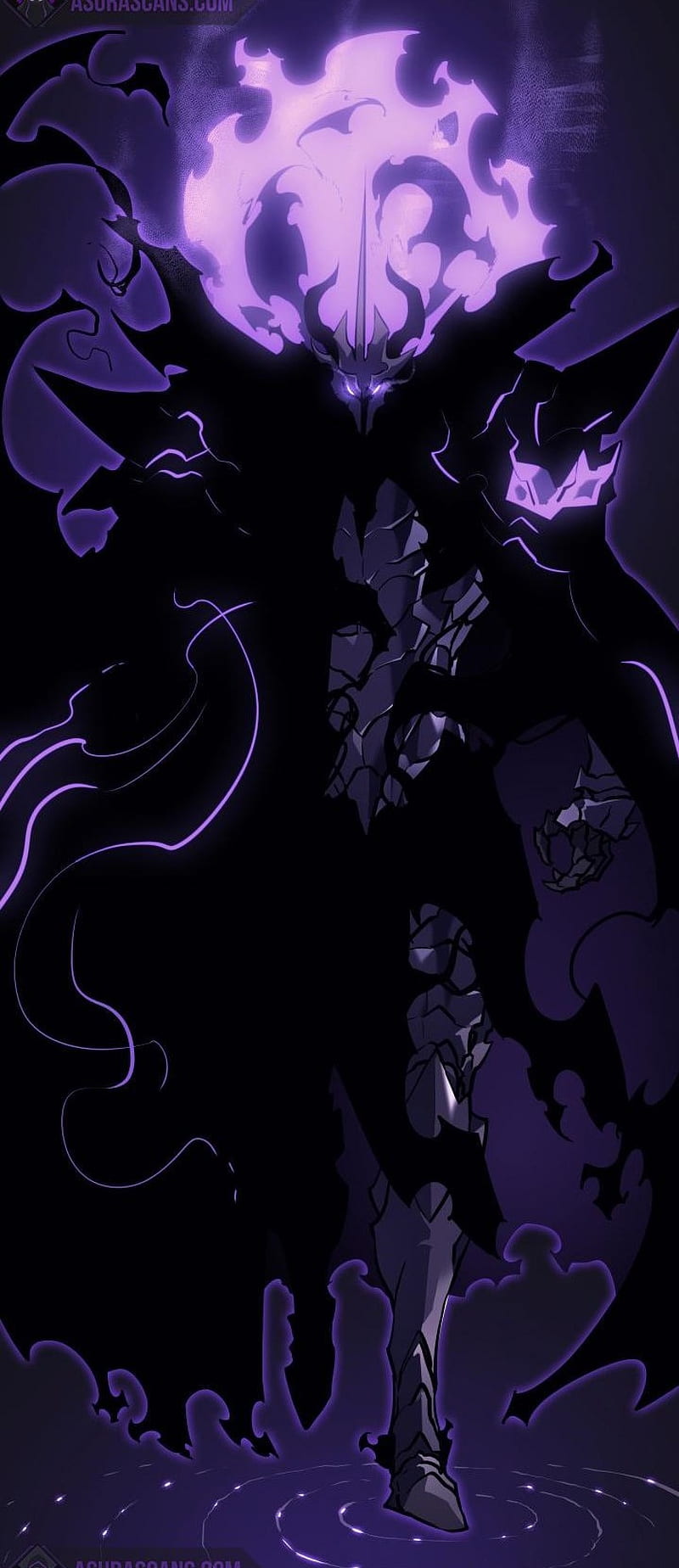 Shadow Monarch, solo levelling, black, purple, HD phone wallpaper