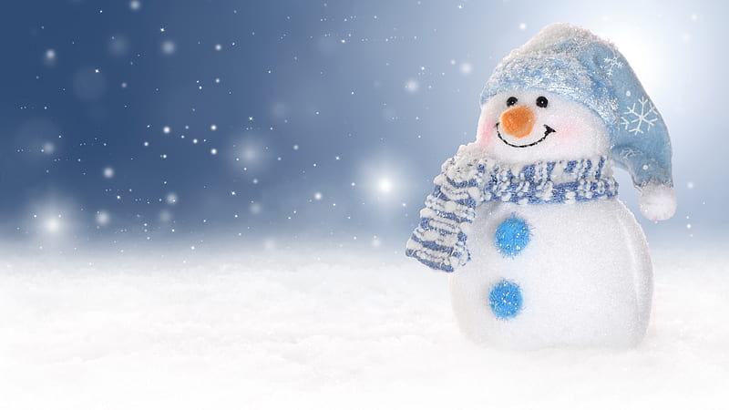 Christmas Snowman Toy With Blue White Woolen Knitted Muffler And Cap Snowman, HD wallpaper