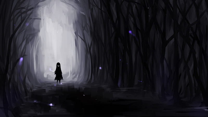 Who's there?, Drakness, Mystery, Forest, Anime, HD wallpaper