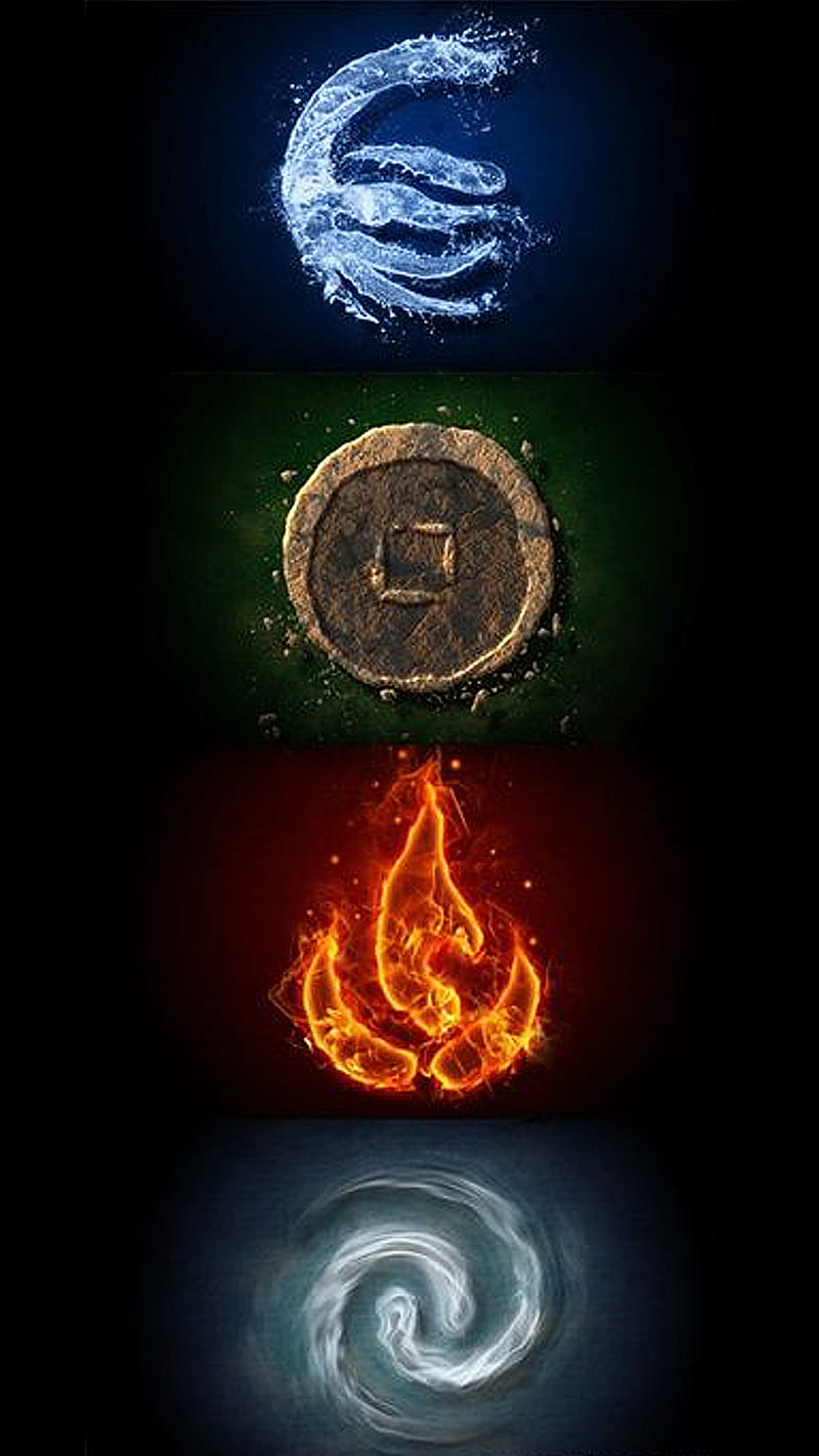 Elements, earth, fire, water, wind, HD phone wallpaper