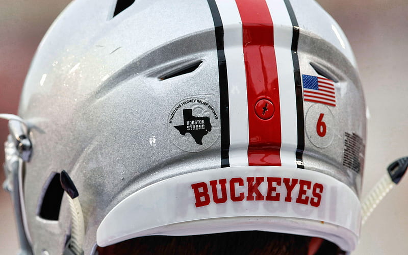 Ohio State Buckeyes, American football team, creative American flag, red white flag, NCAA, Columbus, Ohio, USA, Ohio State Buckeyes logo, emblem, silk flag, American football, HD wallpaper