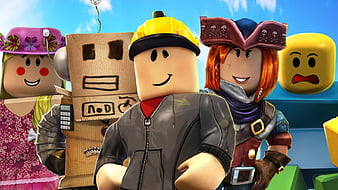 Personagens do Roblox em jogos de fundo vermelho. papel de parede HD