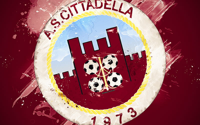 AS Cittadella paint art, creative, logo, Italian football team, Serie B, emblem, purple background, grunge style, Cittadella, Italy, football, HD wallpaper