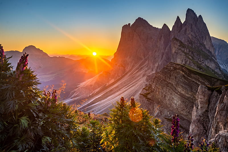 Sunrise At The Dolomites Italy, sunrise, italy, nature, mountains, HD wallpaper