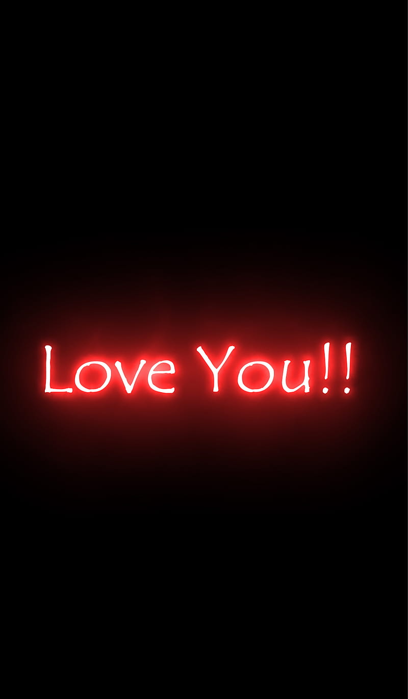 LOVE YOU!!, black, light, neon, red, valentine, valentines, you ...