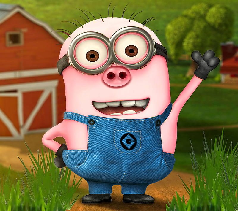 Piggy Minion, cute, funny, pig, HD wallpaper