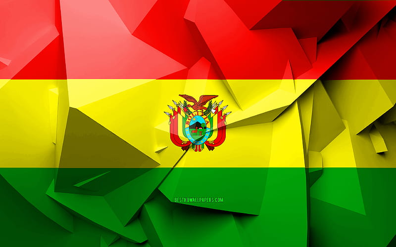 Flag of Bolivia, geometric art, South American countries, Bolivian flag, creative, Bolivia, South America, Bolivia 3D flag, national symbols, HD wallpaper