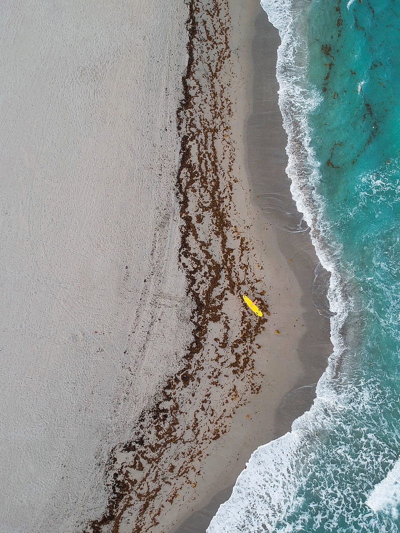 beach, surfer, aerial view, waves, sea, HD phone wallpaper