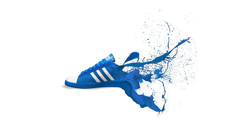 for , laptop. adidas blue shoes sneakers logo art, HD wallpaper