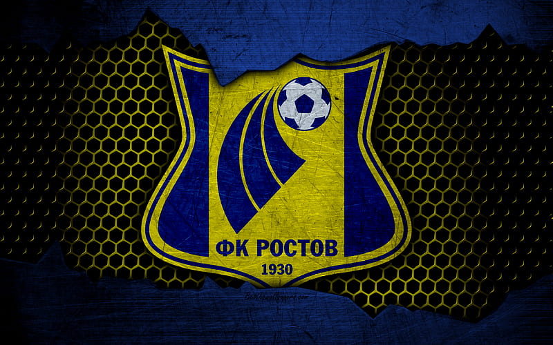 FC Rostov logo, Russian Premier League, soccer, football club, Russia, grunge, metal texture, Rostov FC, HD wallpaper