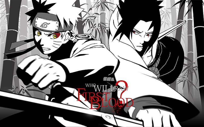 Naruto, sasuke, black, kunai, white, sword, blood, HD wallpaper | Peakpx