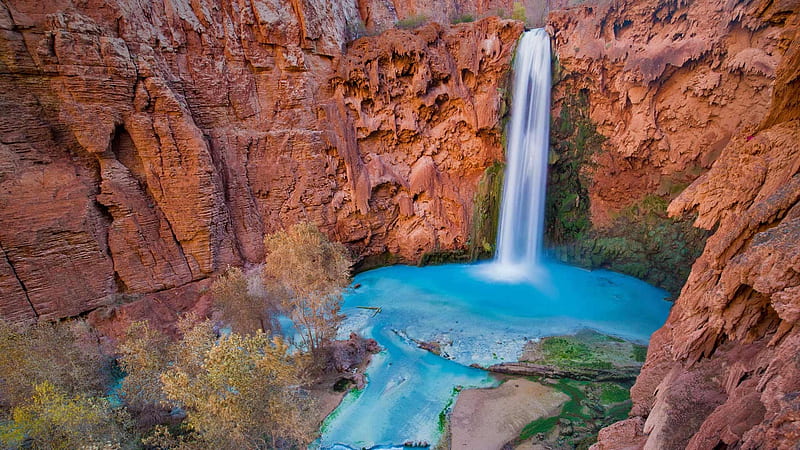 Mooney Falls in Havasu Canyon Arizona-2017 Bing, HD wallpaper