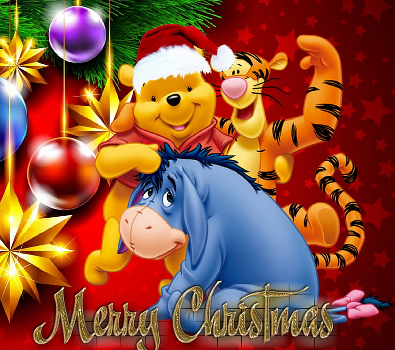 merry christmas, disney christmas, winnie pooh, xmas, HD wallpaper