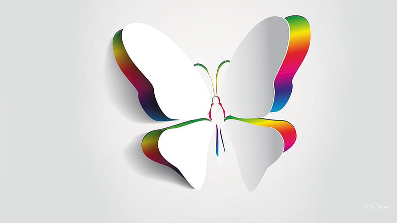 Paper Rainbow Butterfly, butterfly, 3D, cut out, paper, rainbow colors, Firefox Persona theme, HD wallpaper