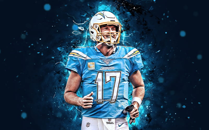 Philip Rivers NFL, quarterback, Los Angeles Chargers, american football, Philip Michael Rivers, LA Chargers, National Football League, neon lights, Philip Rivers LA Chargers, HD wallpaper