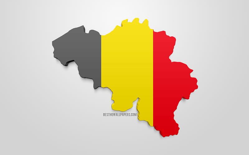 3d flag of Belgium, map silhouette of Belgium, 3d art, Belgium flag, Europe, Belgium, geography, Belgium 3d silhouette, HD wallpaper