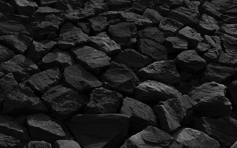 black stone texture, large stones, gray background with stones, stone texture, HD wallpaper