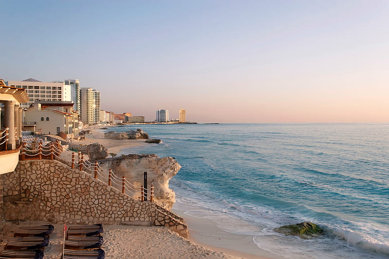 Cancun Bay, Mexico, beach, hotels, mexico, bay, HD wallpaper