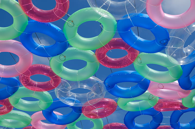 inflatable rings, decoration, colorful, HD wallpaper