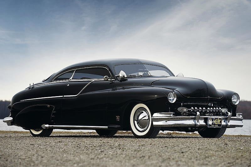 '49 Custom Merc, rod, black, custom, mercury, coupe, 1949, antique, hotrod, 49, hot, classic, street, HD wallpaper