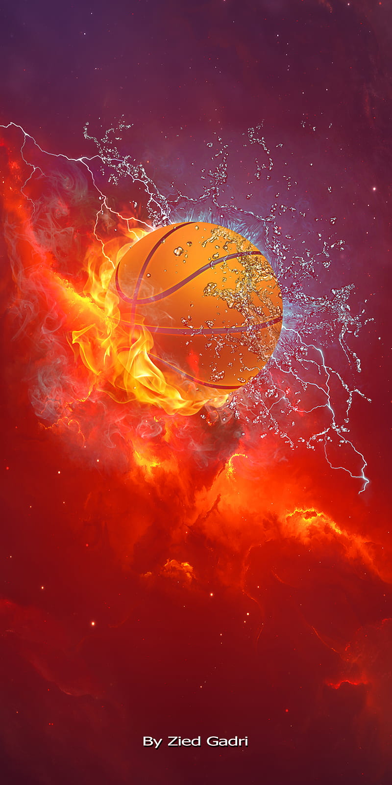 Basketball, fire, galaxy, ice, nbi, planet, simple, space, HD phone wallpaper