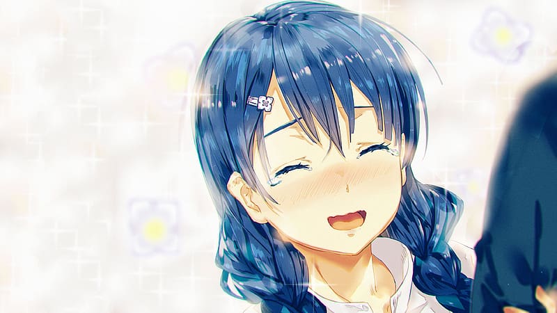 Anime, Smile, Face, Blush, Blue Hair, Shokugeki No Soma, Megumi Tadokoro, Food Wars: Shokugeki No Soma, HD wallpaper