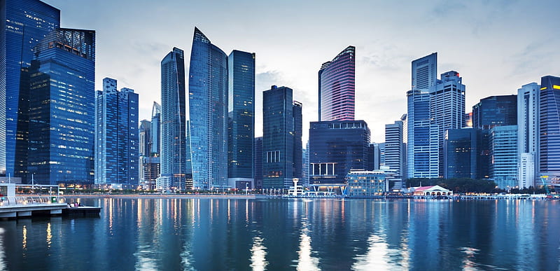 city, skyline, singapore, building, skyscrapers, HD wallpaper