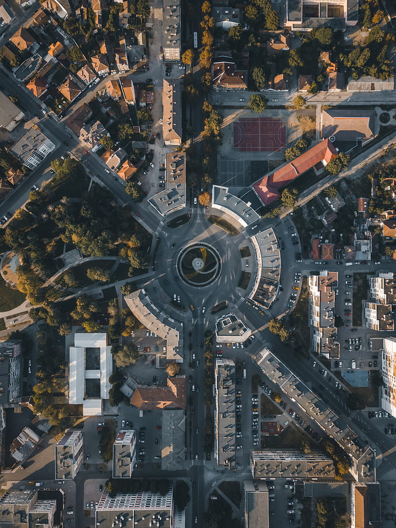 top view of a roundabout, HD phone wallpaper