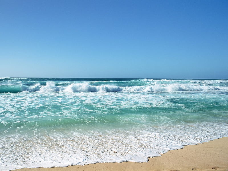 Turquoise water in a vast ocean, water, beaches, ocean, nature, sea, HD wallpaper