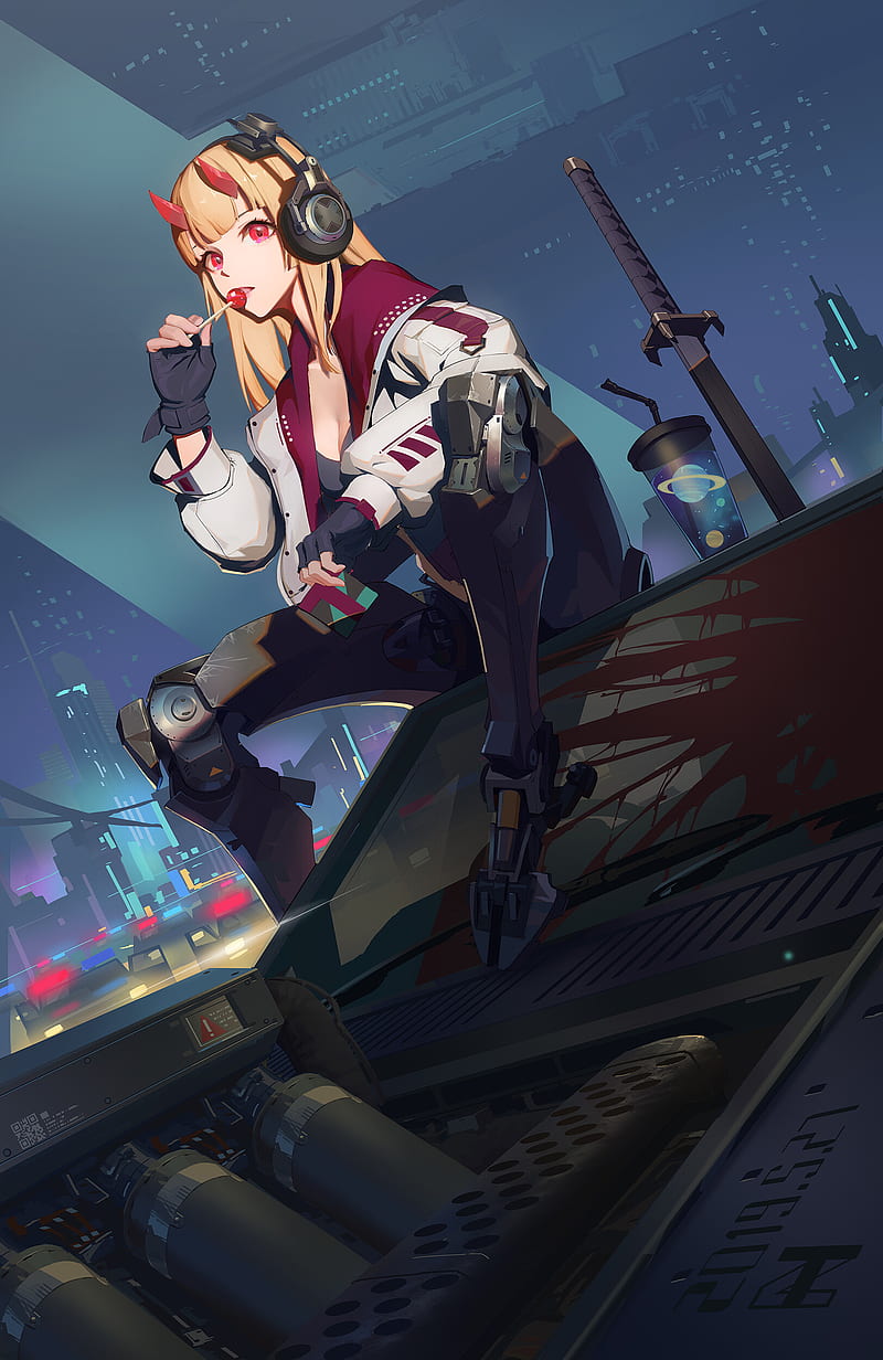 Cute Cyberpunk Anime Girl Character | Poster