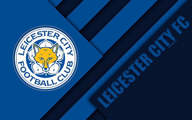 Leicester City FC, logo material design, blue abstraction, football, Leicester, England, UK, Premier League, English football club, HD wallpaper