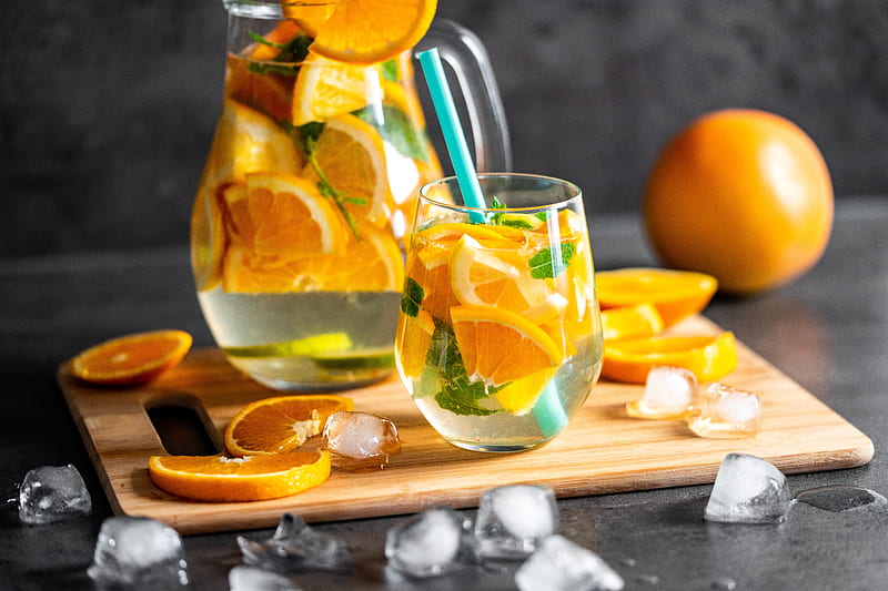 Food, Drink, Glass, Lemonade, orange (Fruit), HD wallpaper