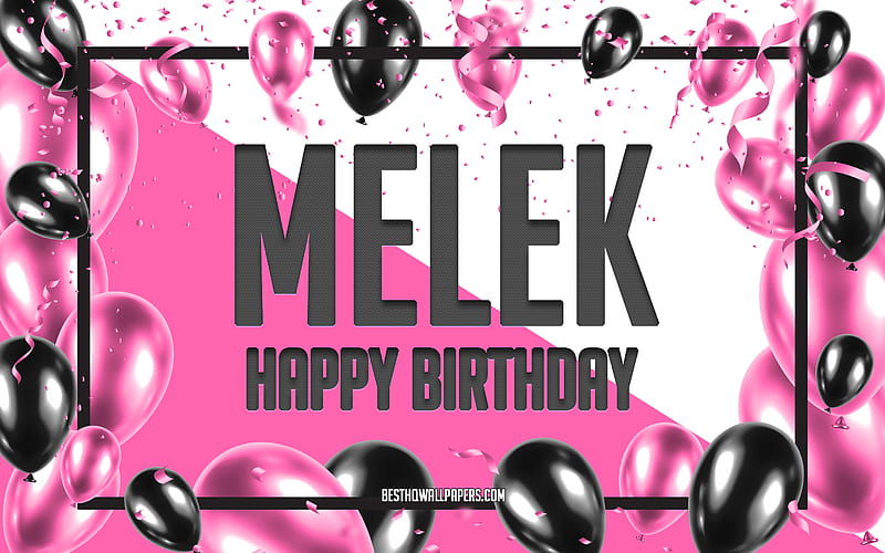 Happy Birtay Melek, Birtay Balloons Background, Melek, with names, Melek Happy Birtay, Pink Balloons Birtay Background, greeting card, Melek Birtay, HD wallpaper