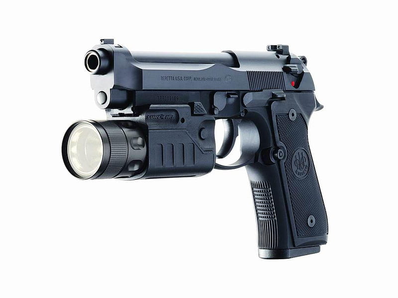 9MM with Light, beretta, pistol, handgun, 9mm, HD wallpaper
