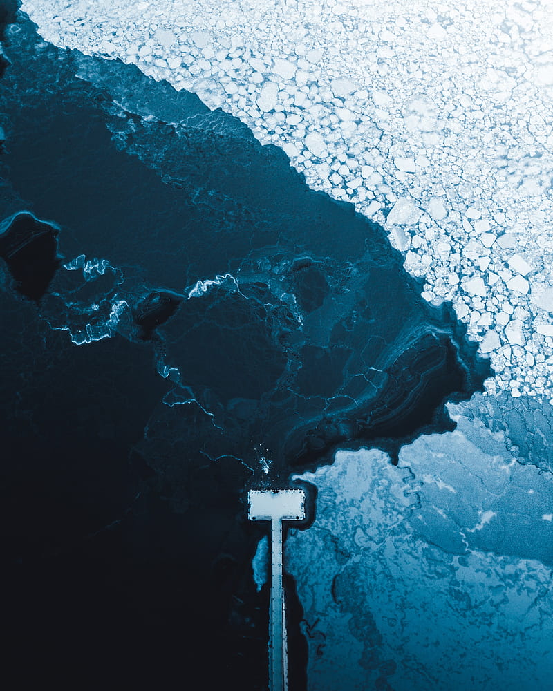 lake, ice, aerial view, pier, frozen, HD phone wallpaper