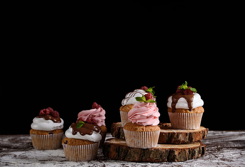 Food, Cupcake, Cream, Sweets, HD wallpaper