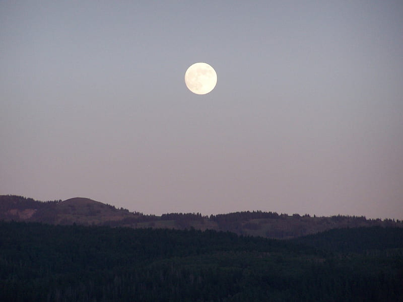 Moon Rising Above Tetons, shadows, moon, evening, mountains, HD wallpaper