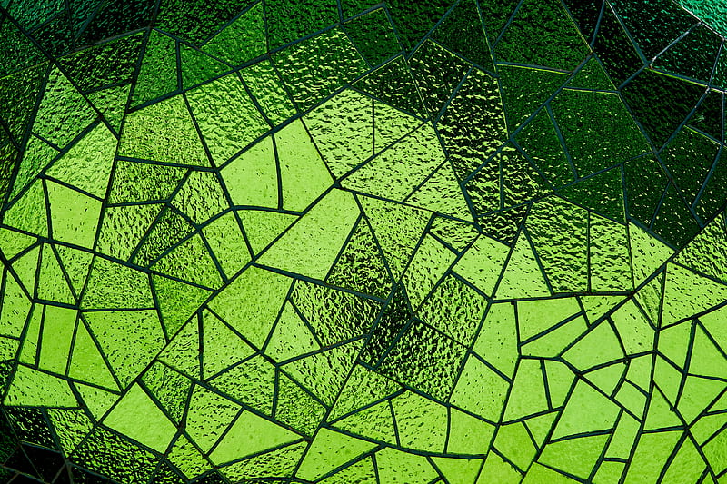 mosaic, mirror, texture, green, HD wallpaper