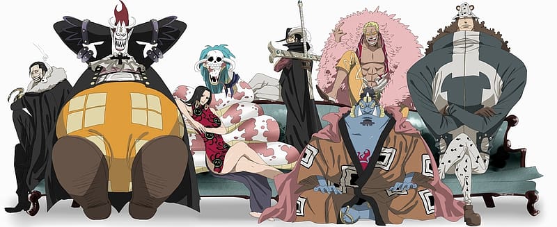 Anime, One Piece, Gekko Moriah, Donquixote Doflamingo, Boa Hancock, Jinbe (One Piece), Bartholomew Kuma, Dracule Mihawk, Crocodile (One Piece), Shichibukai (One Piece), HD wallpaper