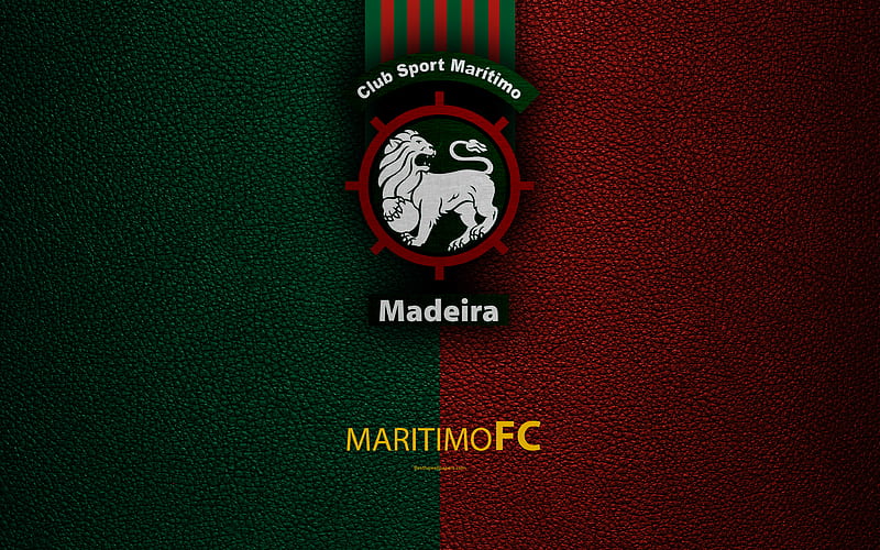 Marítimo FC leather texture, Liga NOS, Primeira Liga, emblem, Marítimo logo, Madeira, Portugal, football, Portugal Football Championships, HD wallpaper