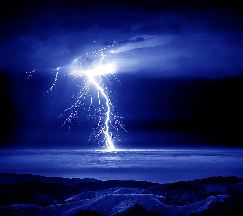 Lightning, clouds, nature, night, HD wallpaper