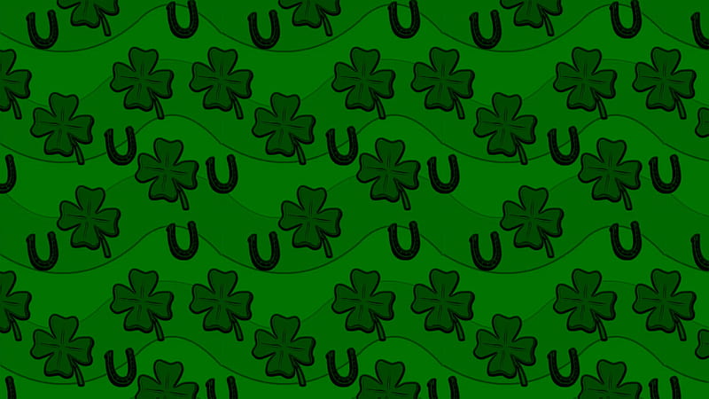 St Patricks Day, horseshoe, clover, green, HD wallpaper
