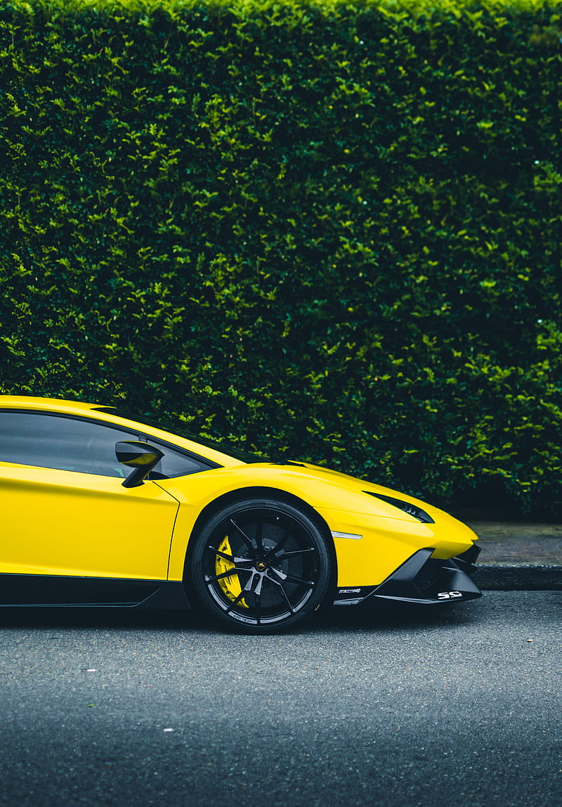 sportscar, yellow, side view, wheel, power, speed, HD phone wallpaper
