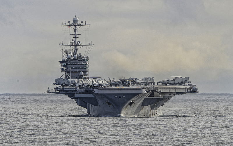 USS Harry S Truman, CVN-75, Nimitz-class, aircraft carrier, American warship, nuclear aircraft carrier, US Navy, HD wallpaper
